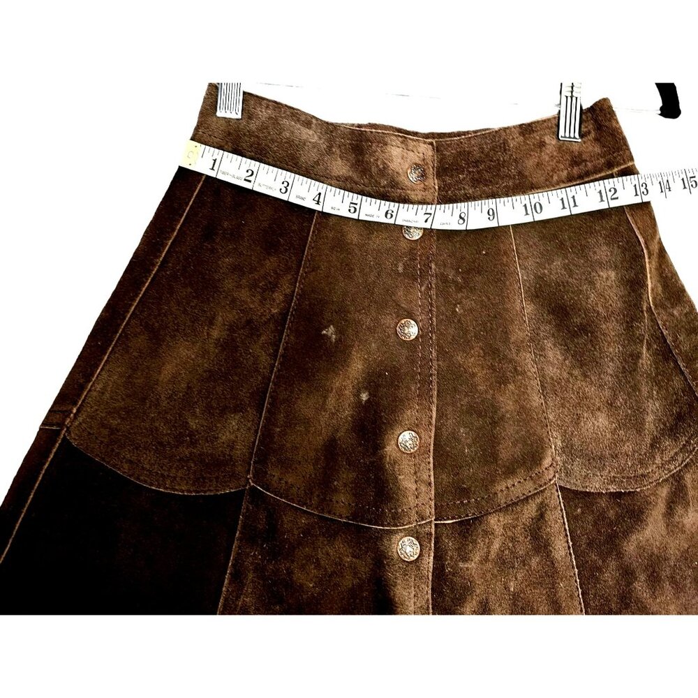 Vintage A-Line Brown Suede Button Skirt (7) - Picture 8 of 9